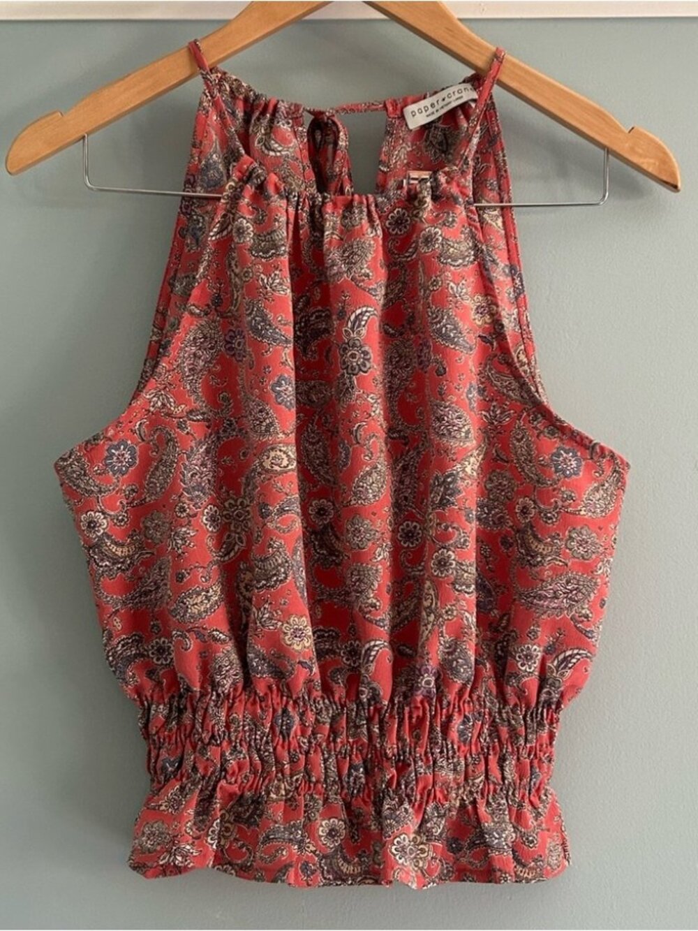 Red Paisley Halter Blouse